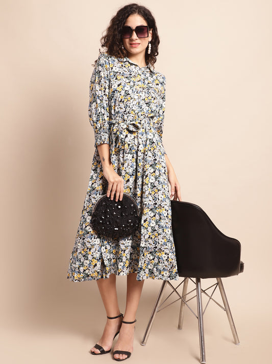 Cantabil Women Multicolored Printed Dress (7137906000011)