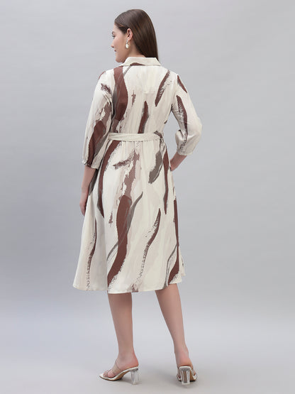 Women's Printed Multi 3/4th Sleeves V-Neck Casual Dress