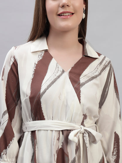 Women's Printed Multi 3/4th Sleeves V-Neck Casual Dress