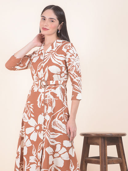 Dress for Women | Breathable & Soft with Color Fastness Regular Fit Cotton Fabric Floral Print Pattern