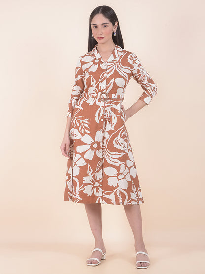 Dress for Women | Breathable & Soft with Color Fastness Regular Fit Cotton Fabric Floral Print Pattern