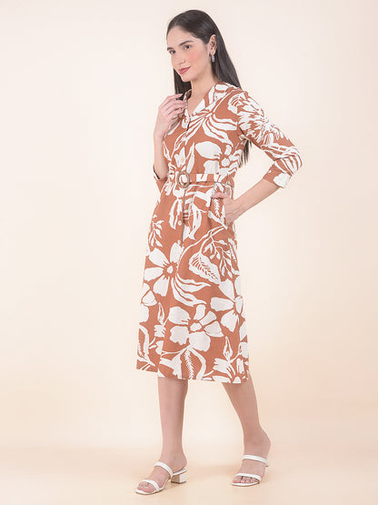 Dress for Women | Breathable & Soft with Color Fastness Regular Fit Cotton Fabric Floral Print Pattern