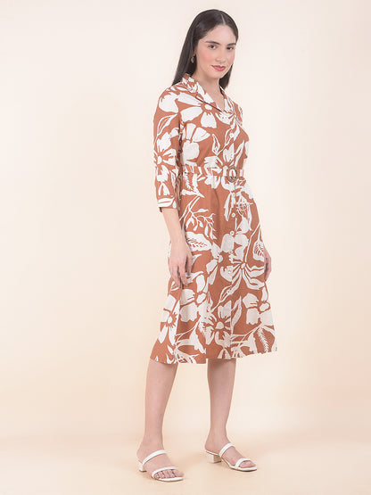 Dress for Women | Breathable & Soft with Color Fastness Regular Fit Cotton Fabric Floral Print Pattern