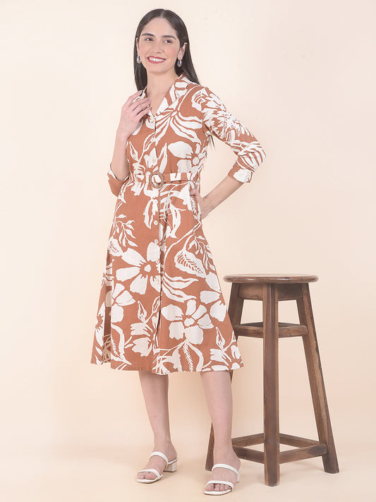 Dress for Women | Breathable & Soft with Color Fastness Regular Fit Cotton Fabric Floral Print Pattern
