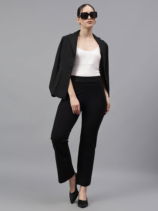 Women's Solid Black Regular Fit Casual Jegging