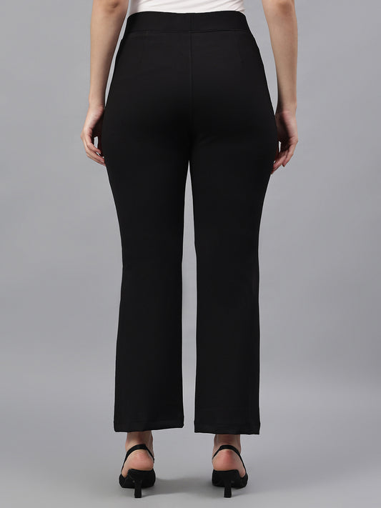 Women's Solid Black Regular Fit Casual Jegging