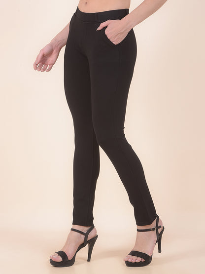 Jegging for Women | Breathable & Soft with Color Fastness Regular Fit Cotton Blend Fabric Solid Pattern Elasticated Closure
