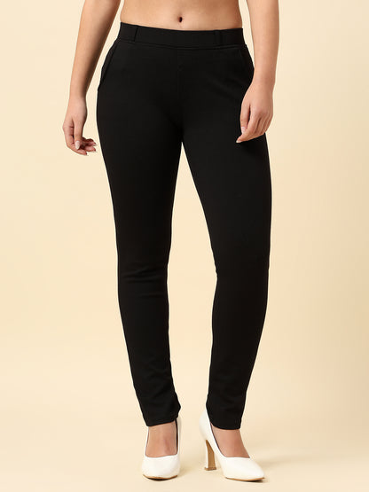 Jegging for Women | Breathable & Soft with Color Fastness Regular Fit Cotton Blend Fabric Solid Pattern Elasticated Closure