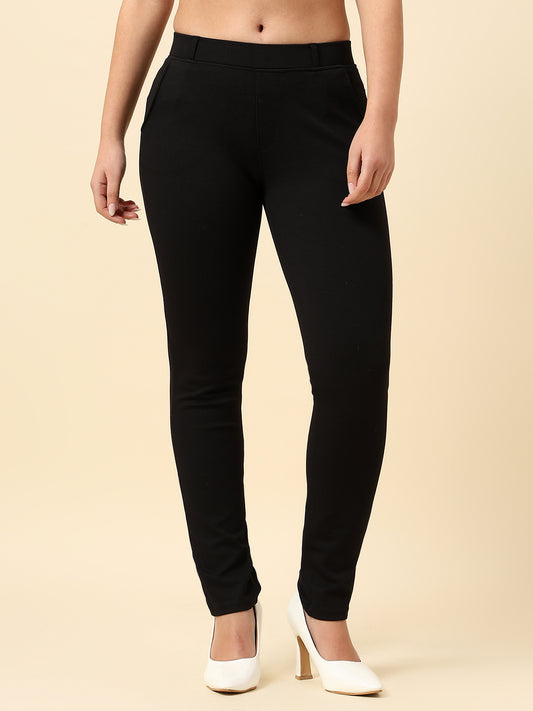 Jegging for Women | Breathable & Soft with Color Fastness Regular Fit Cotton Blend Fabric Solid Pattern Elasticated Closure