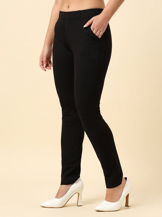 Jegging for Women | Breathable & Soft with Color Fastness Regular Fit Cotton Blend Fabric Solid Pattern Elasticated Closure