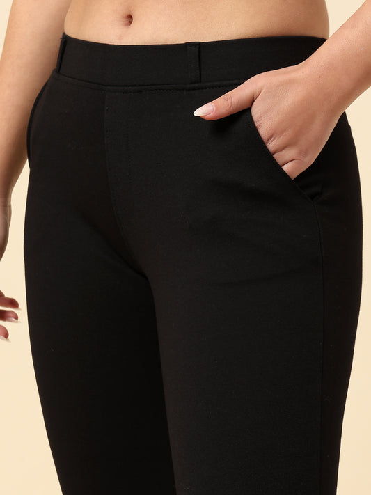 Jegging for Women | Breathable & Soft with Color Fastness Regular Fit Cotton Blend Fabric Solid Pattern Elasticated Closure
