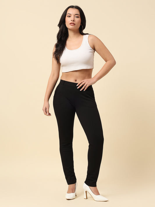 Jegging for Women | Breathable & Soft with Color Fastness Regular Fit Cotton Blend Fabric Solid Pattern Elasticated Closure