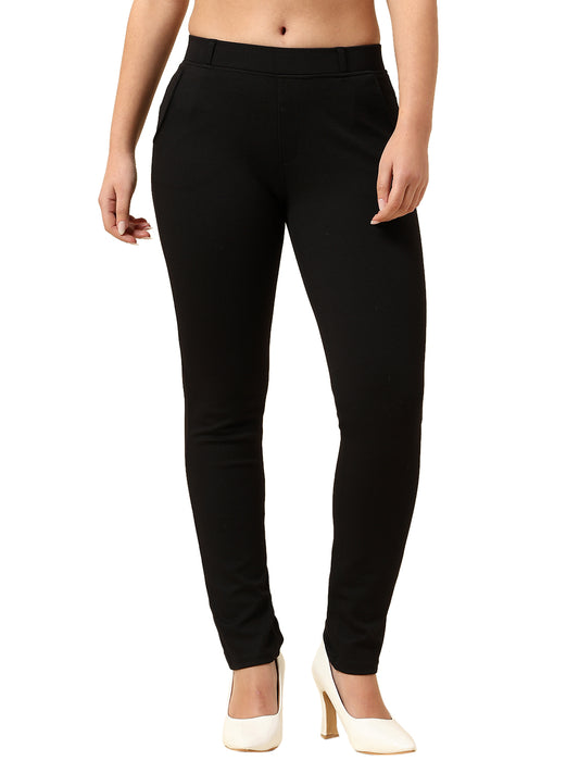 Jegging for Women | Breathable & Soft with Color Fastness Regular Fit Cotton Blend Fabric Solid Pattern Elasticated Closure