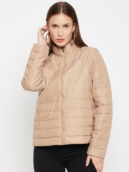 Women's Casual  Beige Quilted  Jacket