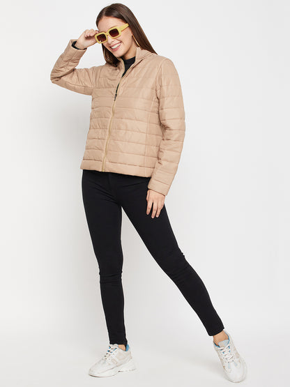 Women's Casual  Beige Quilted  Jacket