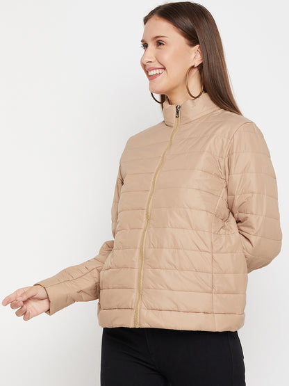 Women's Casual  Beige Quilted  Jacket