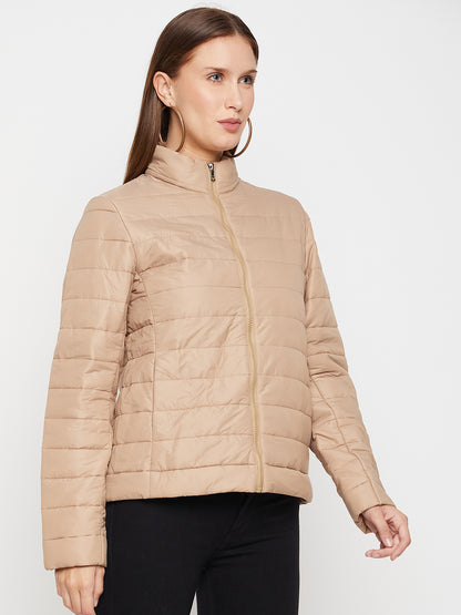 Women's Casual  Beige Quilted  Jacket