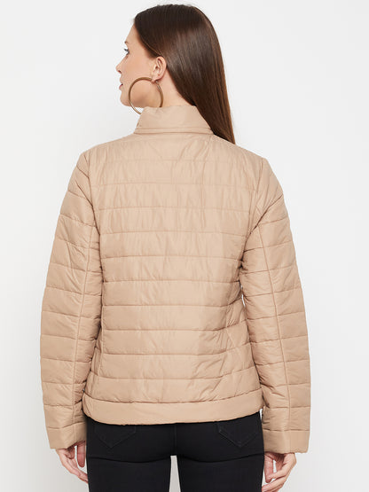 Women's Casual  Beige Quilted  Jacket