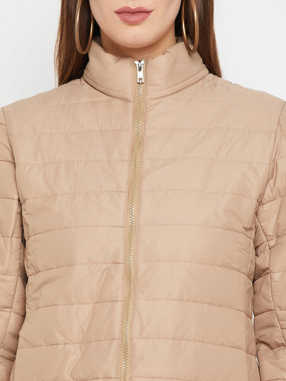 Women's Casual  Beige Quilted  Jacket