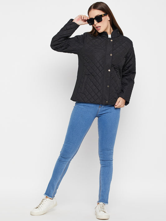 Women's Casual  Black Quilted  Jacket
