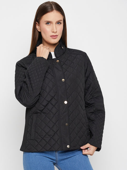 Women's Casual  Black Quilted  Jacket