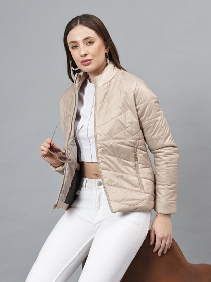 Women's Solid Light Brown Jacket