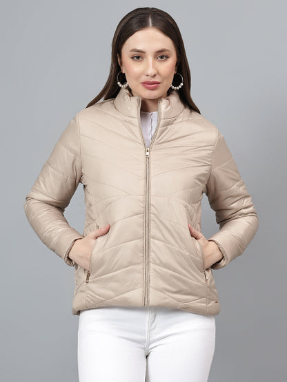 Women's Solid Light Brown Jacket