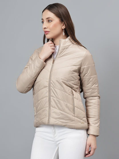 Women's Solid Light Brown Jacket