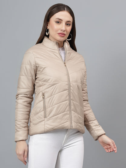 Women's Solid Light Brown Jacket