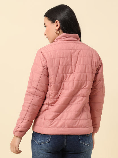 Reversible Jacket for Women | Premium Casual Jacket Regular Fit Mock Neck Nylon Fabric Solid Pattern