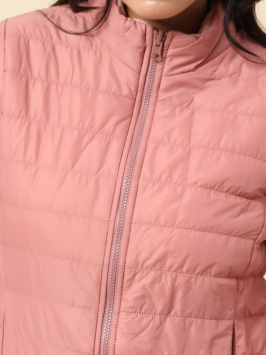 Reversible Jacket for Women | Premium Casual Jacket Regular Fit Mock Neck Nylon Fabric Solid Pattern