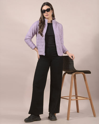 Reversible Jacket for Women | Premium Casual Jacket Regular Fit Mandarin Neck Nylon Fabric Solid Pattern