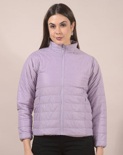 Reversible Jacket for Women | Premium Casual Jacket Regular Fit Mandarin Neck Nylon Fabric Solid Pattern