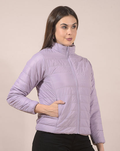 Reversible Jacket for Women | Premium Casual Jacket Regular Fit Mandarin Neck Nylon Fabric Solid Pattern