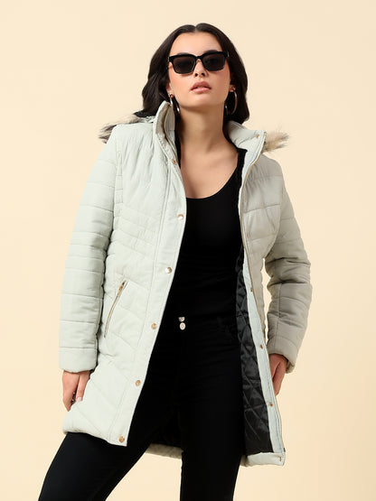 Jacket for Women | Premium Casual Jacket Regular Fit Hooded Nylon Fabric Solid Pattern