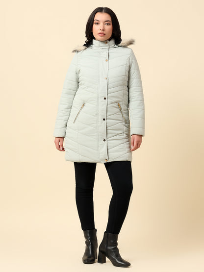 Jacket for Women | Premium Casual Jacket Regular Fit Hooded Nylon Fabric Solid Pattern