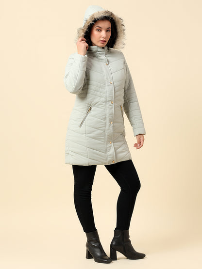 Jacket for Women | Premium Casual Jacket Regular Fit Hooded Nylon Fabric Solid Pattern