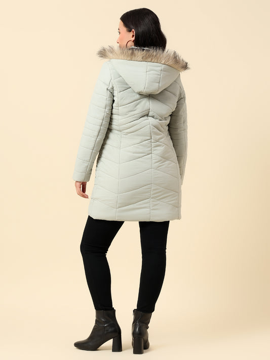 Jacket for Women | Premium Casual Jacket Regular Fit Hooded Nylon Fabric Solid Pattern