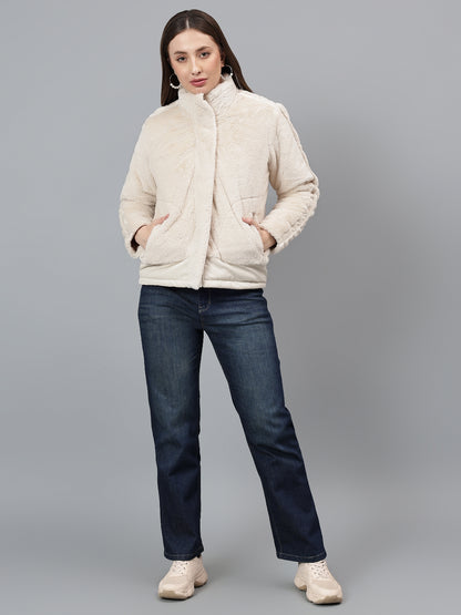 Women's Solid Ivory Jacket