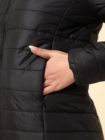 Reversible Jacket for Women | Premium Casual Jacket Regular Fit Mock Neck Nylon Fabric Solid Pattern