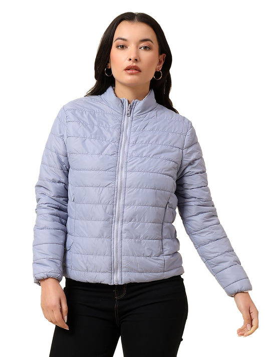 Reversible Jacket for Women | Premium Casual Jacket Regular Fit Mock Neck Nylon Fabric Solid Pattern