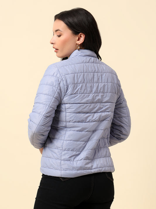 Reversible Jacket for Women | Premium Casual Jacket Regular Fit Mock Neck Nylon Fabric Solid Pattern
