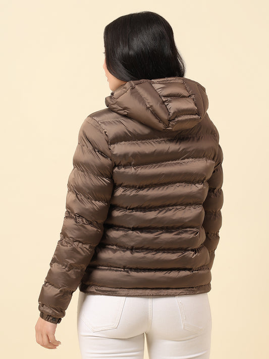 Jacket for Women | Premium Casual Jacket Regular Fit Hooded Nylon Fabric Solid Pattern
