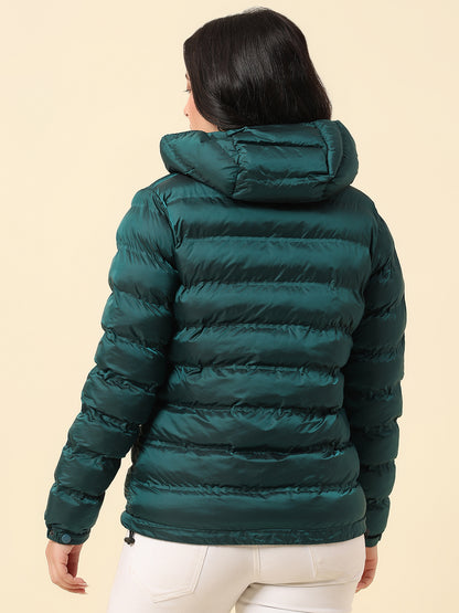 Jacket for Women | Premium Casual Jacket Regular Fit Hooded Nylon Fabric Solid Pattern