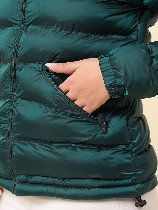 Jacket for Women | Premium Casual Jacket Regular Fit Hooded Nylon Fabric Solid Pattern