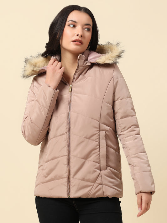 Jacket for Women | Premium Casual Jacket Regular Fit Hooded Poly Blend Fabric Solid Pattern