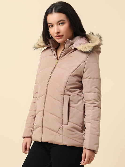 Jacket for Women | Premium Casual Jacket Regular Fit Hooded Poly Blend Fabric Solid Pattern
