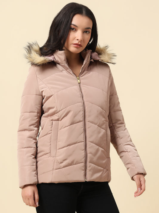 Jacket for Women | Premium Casual Jacket Regular Fit Hooded Poly Blend Fabric Solid Pattern