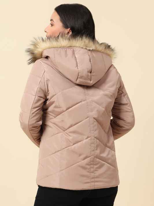 Jacket for Women | Premium Casual Jacket Regular Fit Hooded Poly Blend Fabric Solid Pattern