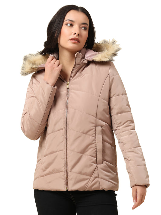 Jacket for Women | Premium Casual Jacket Regular Fit Hooded Poly Blend Fabric Solid Pattern